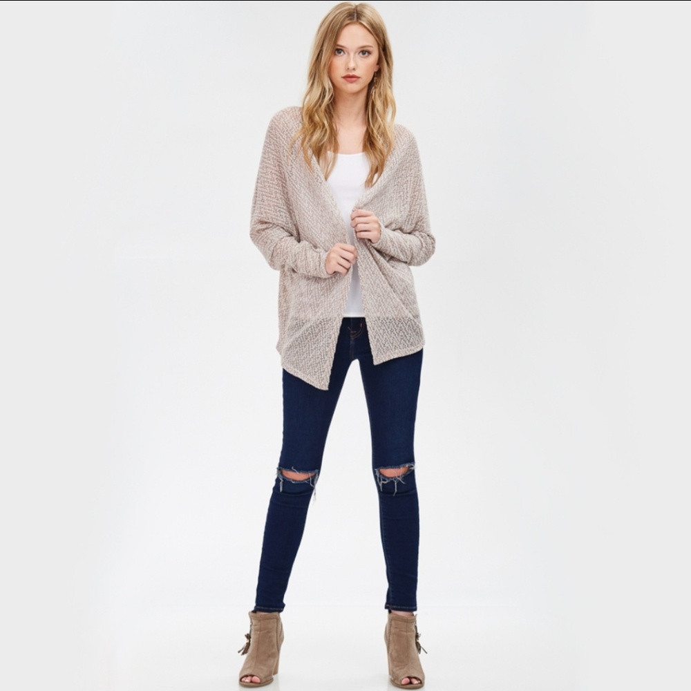 Knit Open Cardigan - Mocha/Cream - Picture 5 of 5